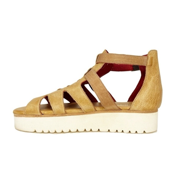 NEW Bed|Stu Ada Cage Size 10 Platform Sandal Leather Cashew Tan Flatform Bedstu - Picture 4 of 11